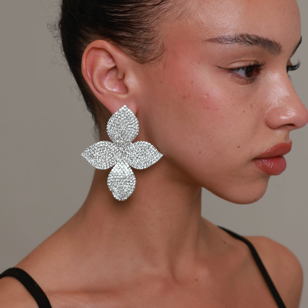 Fleur Pavé Earrings