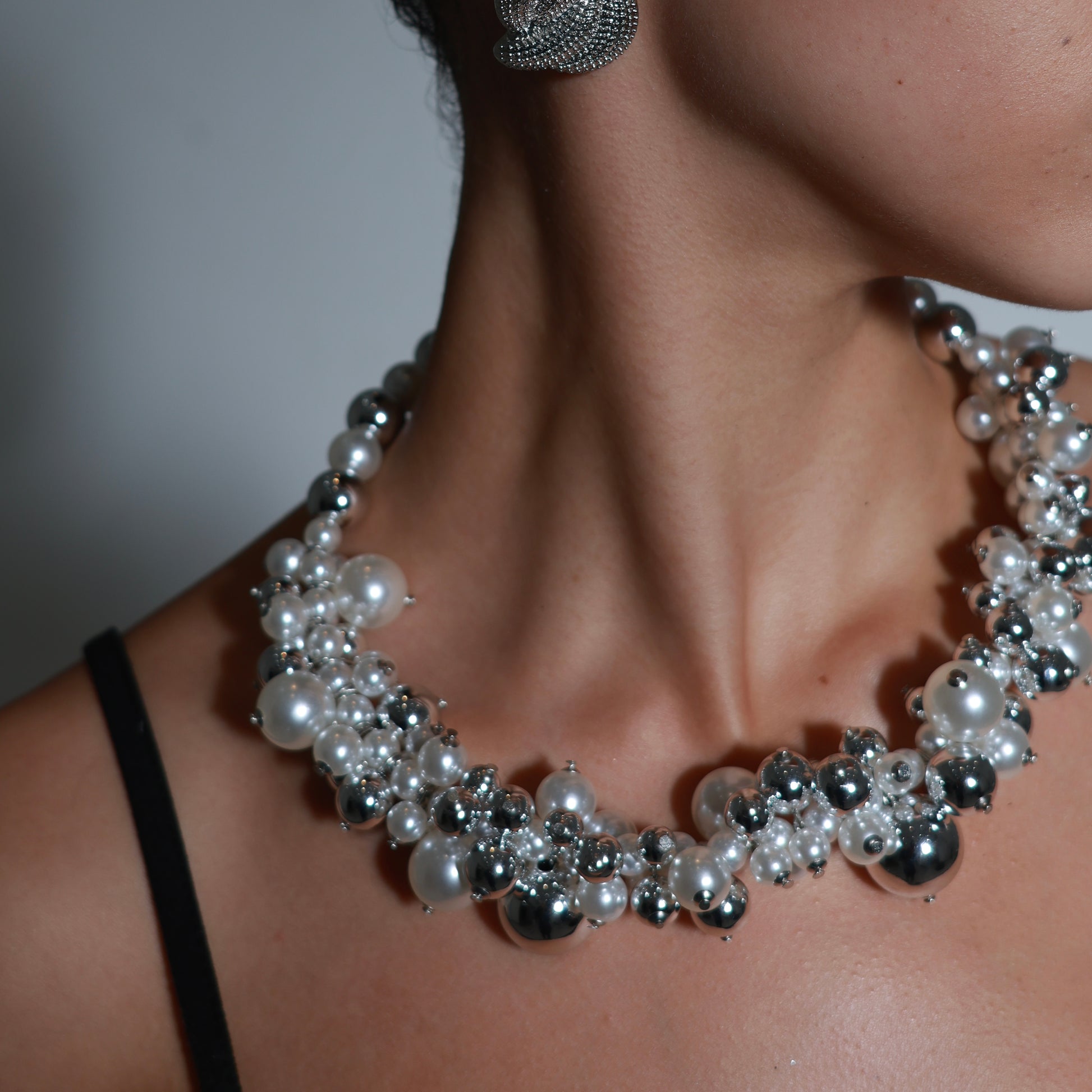 Luna Pearl Cluster Necklace