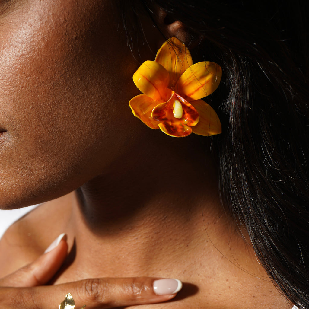 Golden Orchid Earrings
