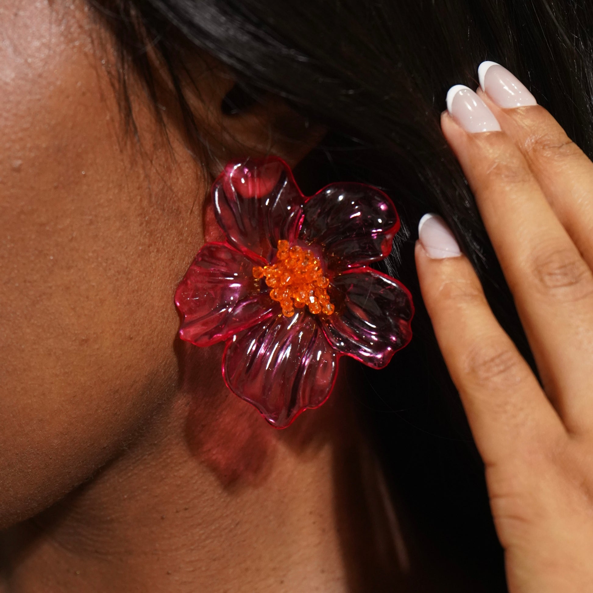 Crimson Hibiscus Earrings