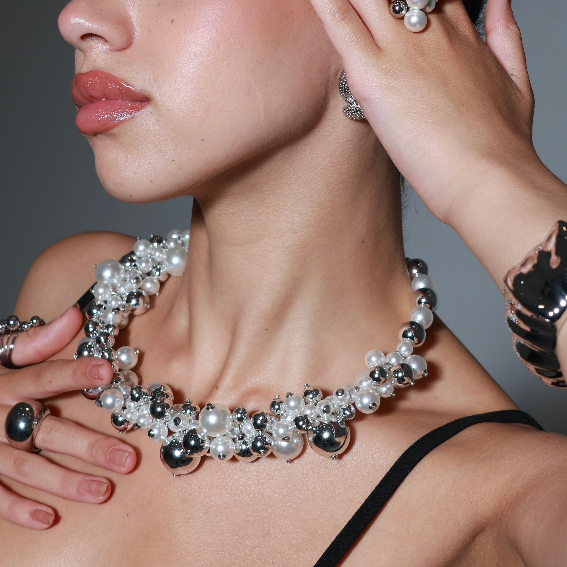 Luna Pearl Cluster Necklace