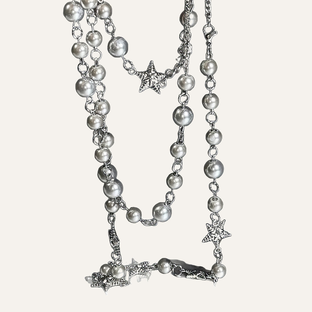 Stellar Drip Pearl & Star Charm Necklace