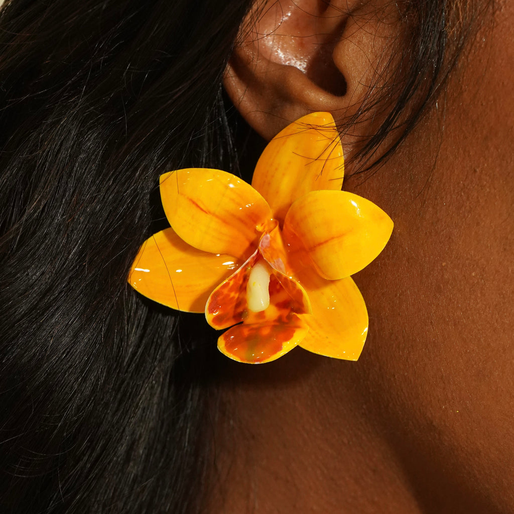 Golden Orchid Earrings