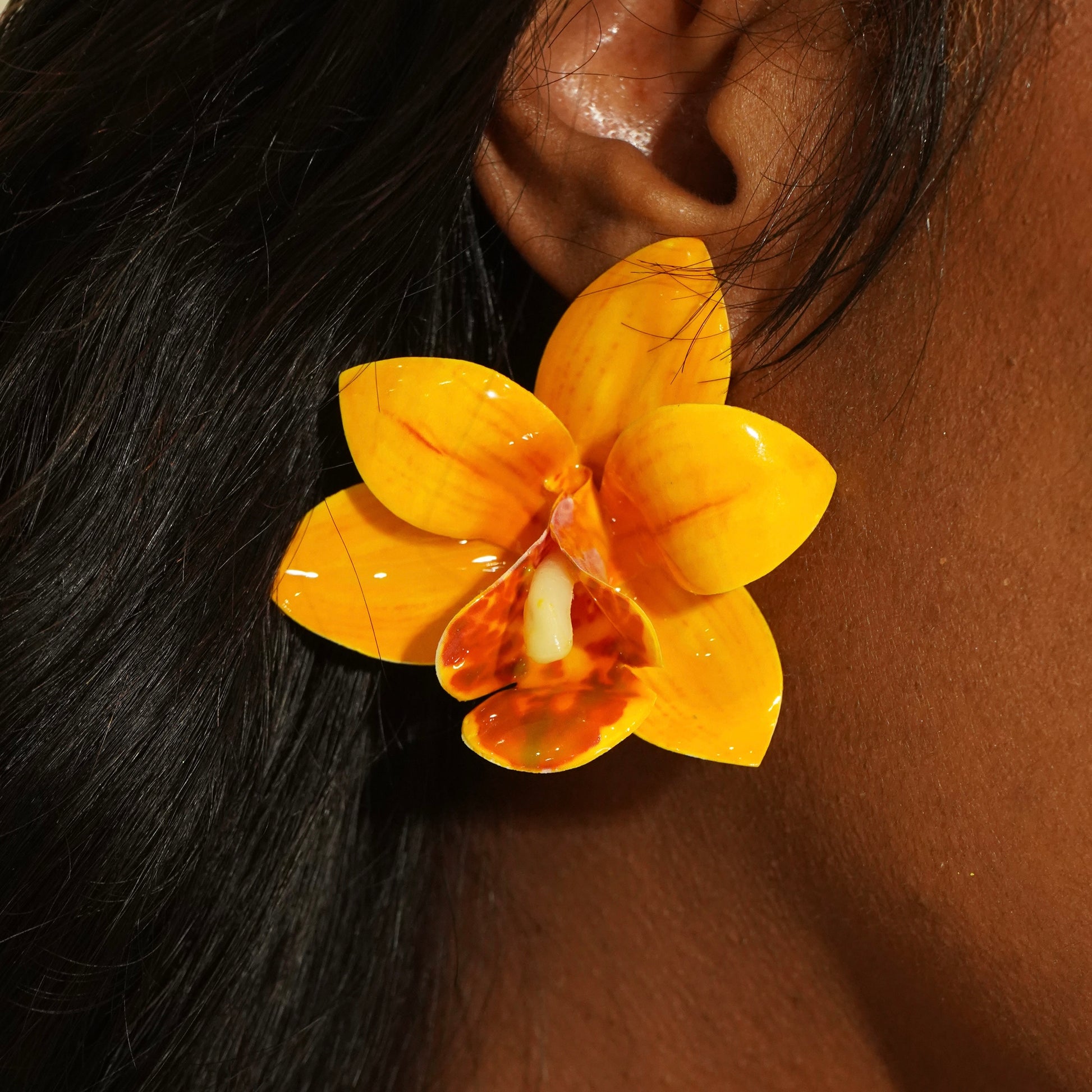Golden Orchid Earrings
