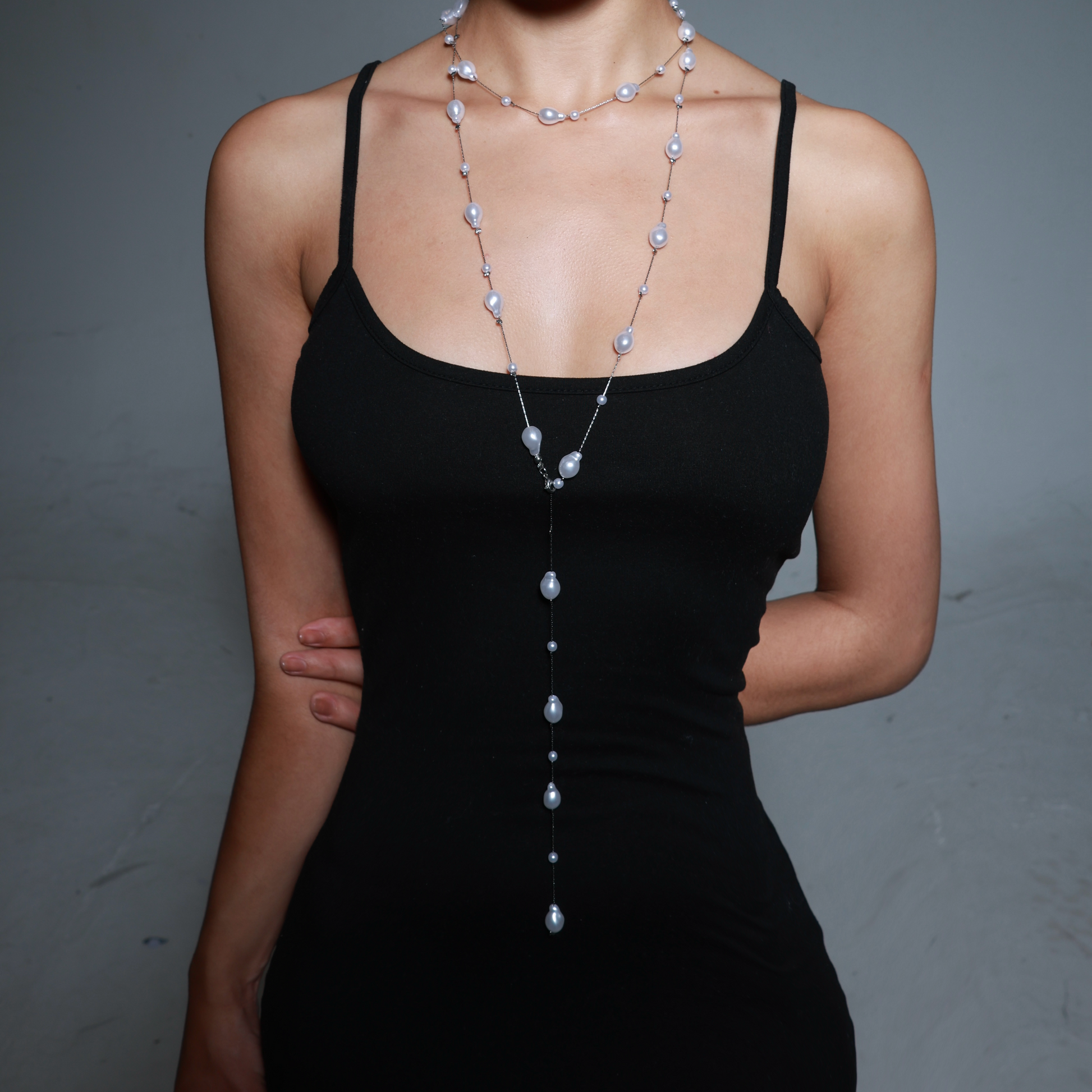 Celeste Long Layered Pearl Necklace