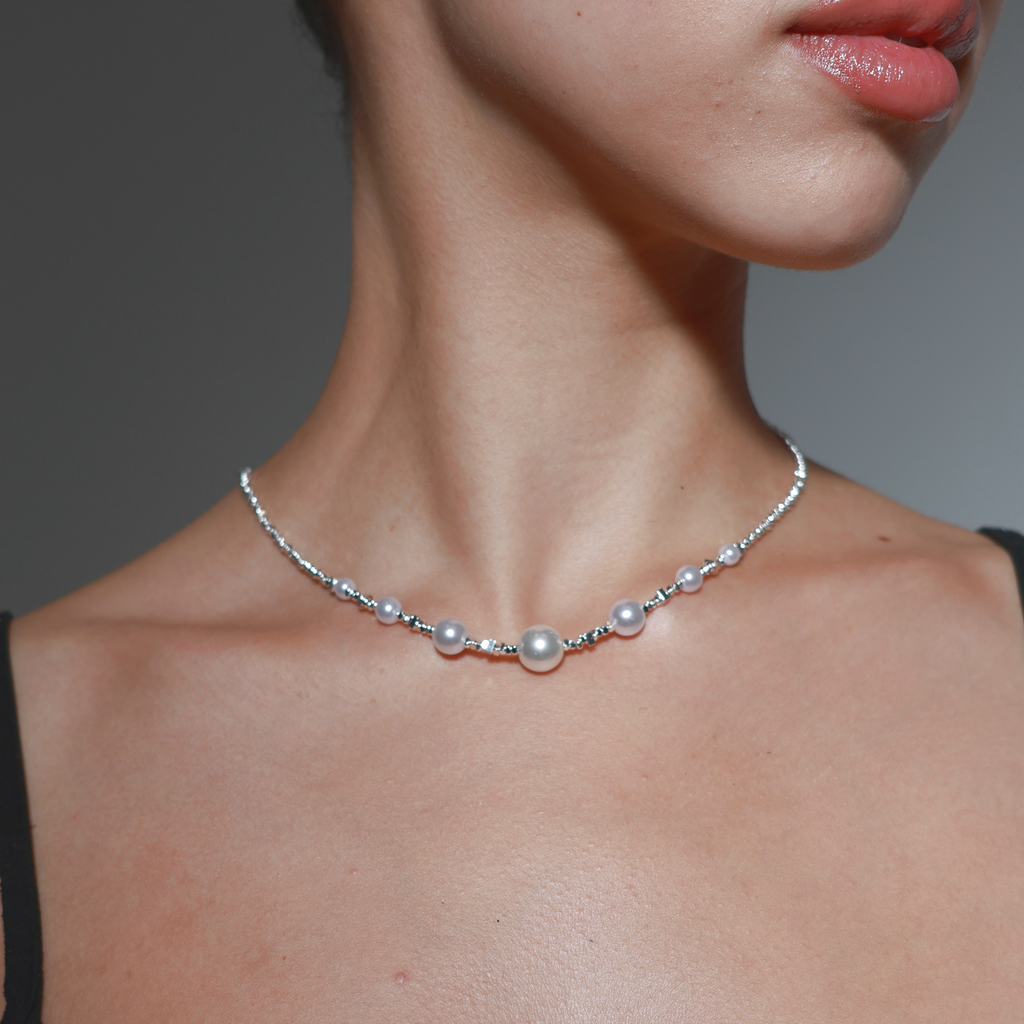 Serene Glow Crystal & Pearl Choker Necklace