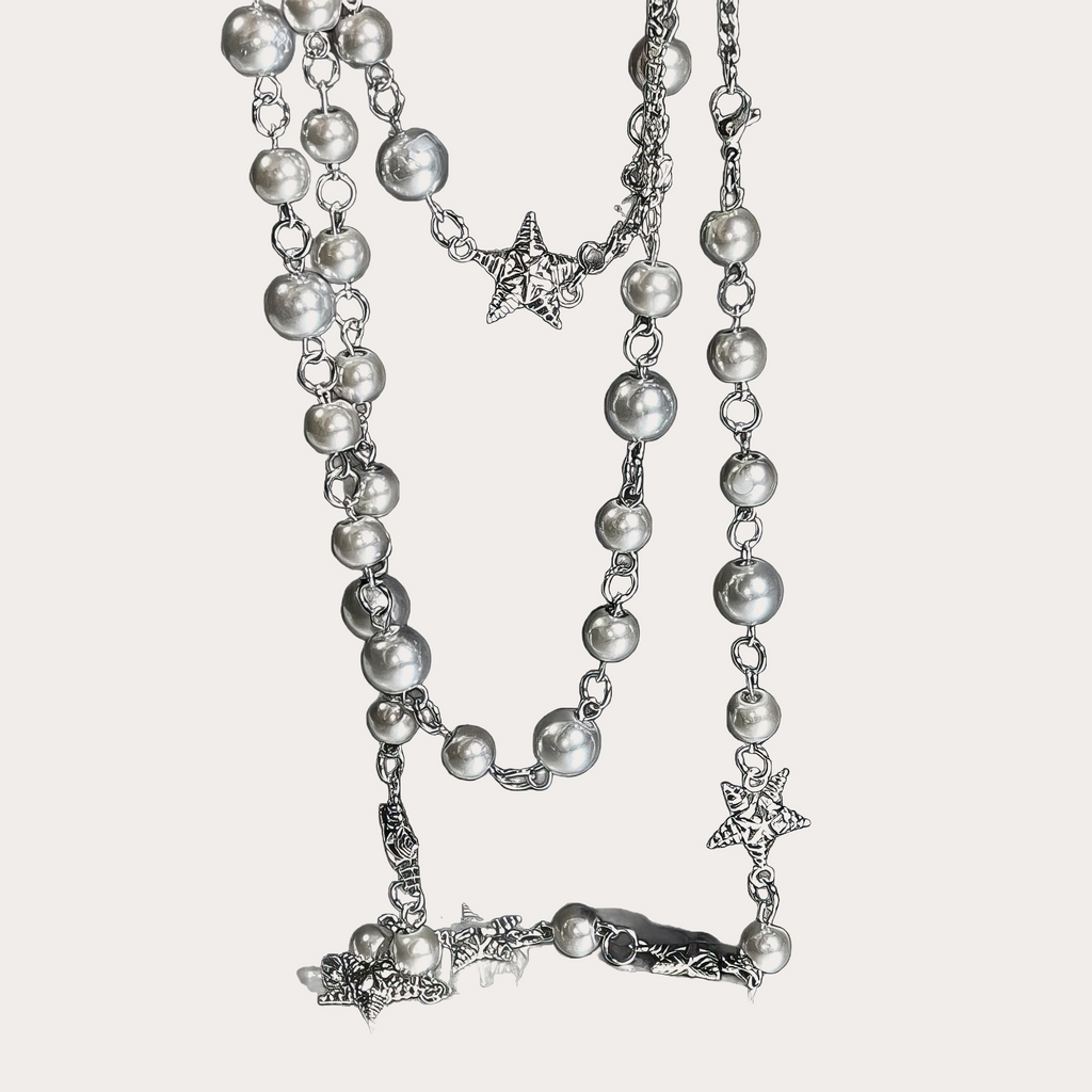 Stellar Drip Pearl & Star Charm Necklace