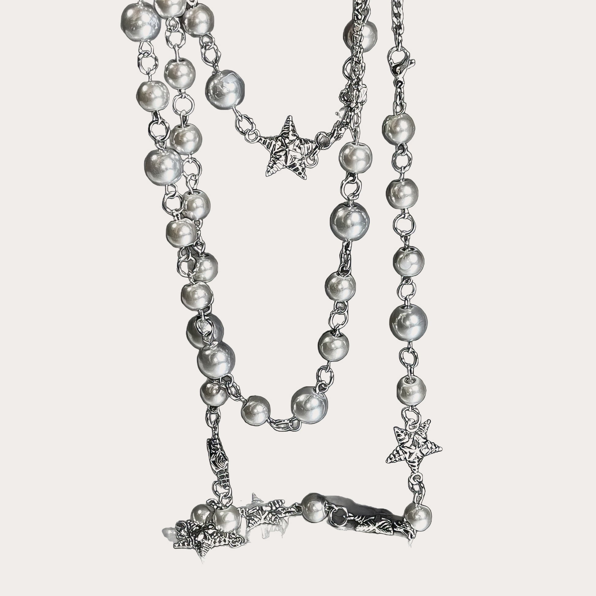 Stellar Drip Pearl & Star Charm Necklace