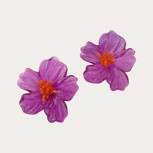 Amethyst Hibiscus Earrings