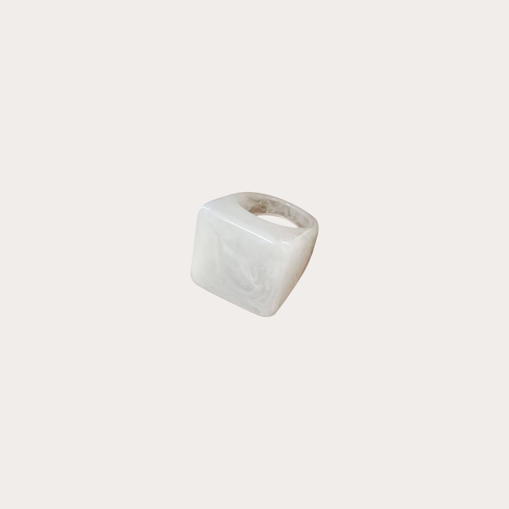 Frosted Marble Block Ring