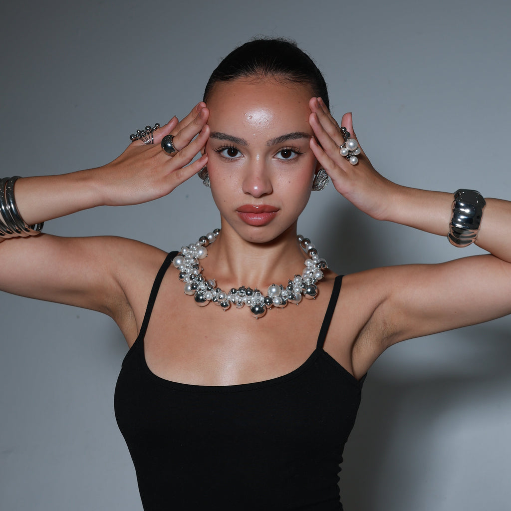 Luna Pearl Cluster Necklace