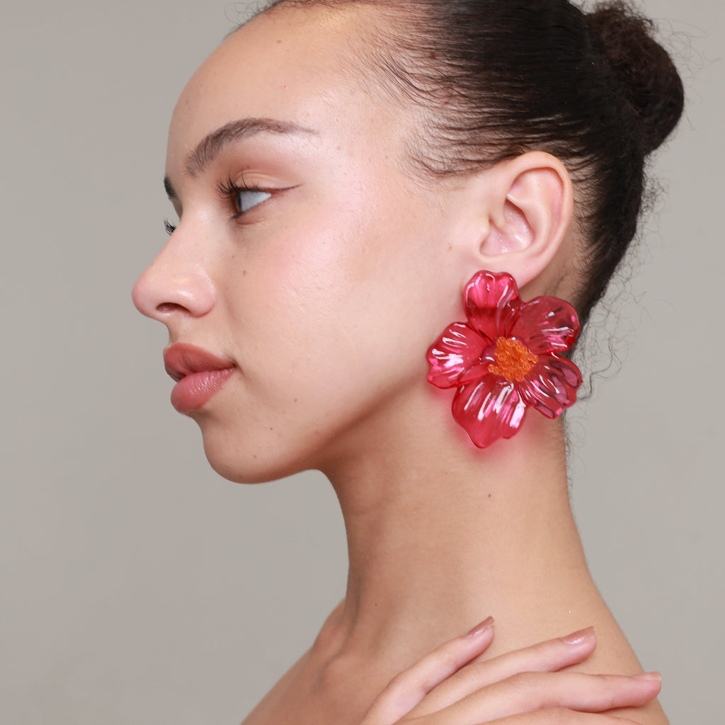 Crimson Hibiscus Earrings