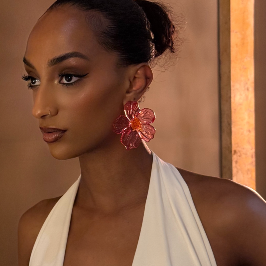 Crimson Hibiscus Earrings